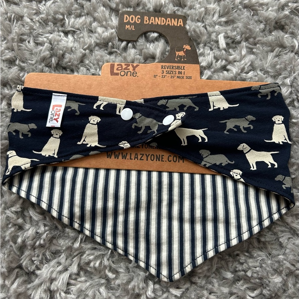 Lazy One Black and Cream Dog Bandana